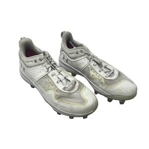 Under Armour Baseball Cleats Mens White Charged Molded Shoes Lace Up Low Cut